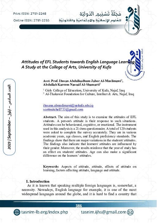 (PDF) Attitudes of EFL Students towards English Language Learning: A ...