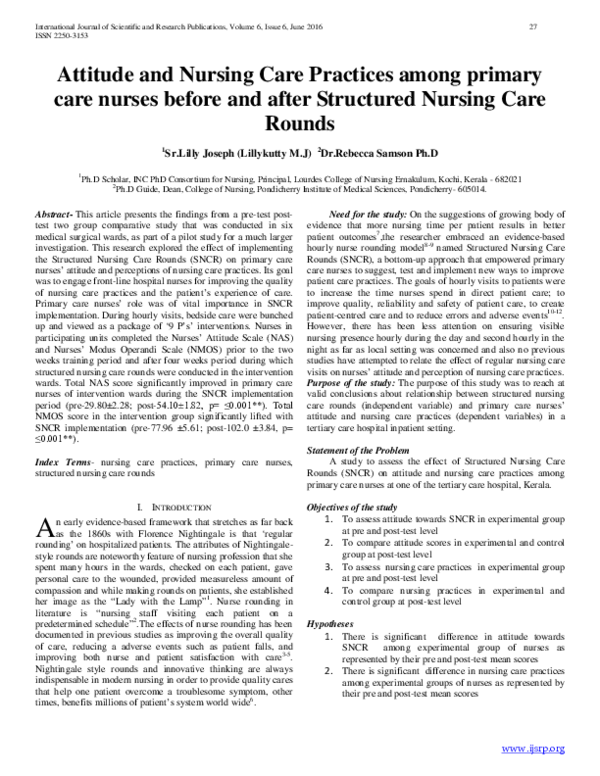 (PDF) Attitude and Nursing Care Practices among primary care nurses ...