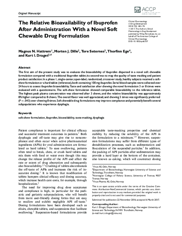 (PDF) The Relative Bioavailability of Ibuprofen After Administration ...