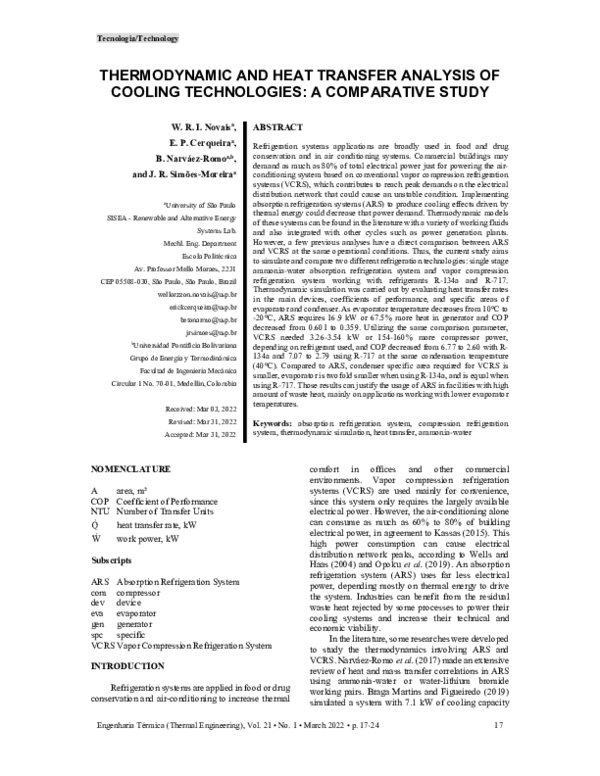 (PDF) Thermodynamic and Heat Transfer Analysis of Cooling Technologies ...