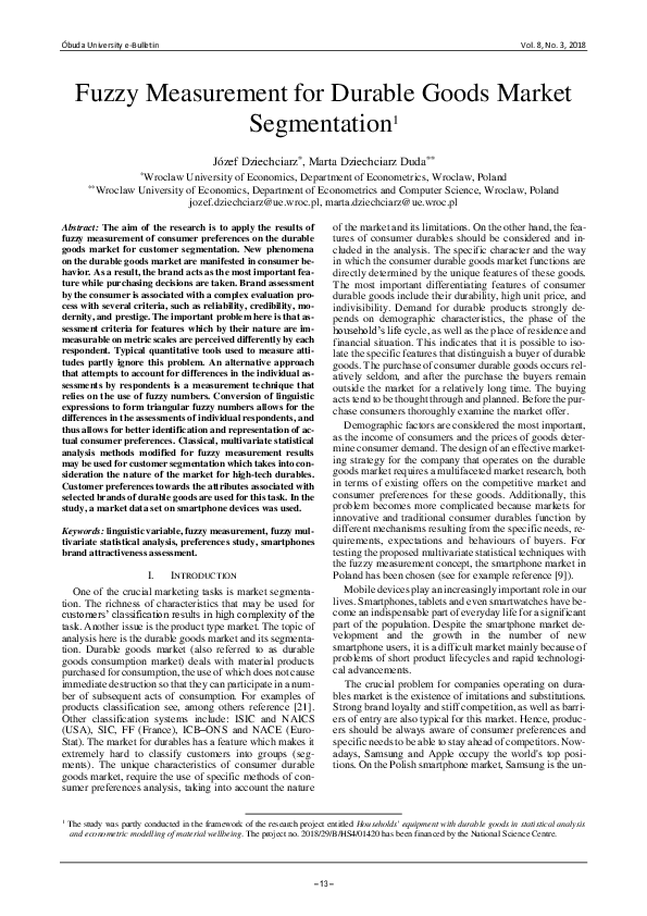 (PDF) Fuzzy Measurement for Durable Goods Market Segmentation