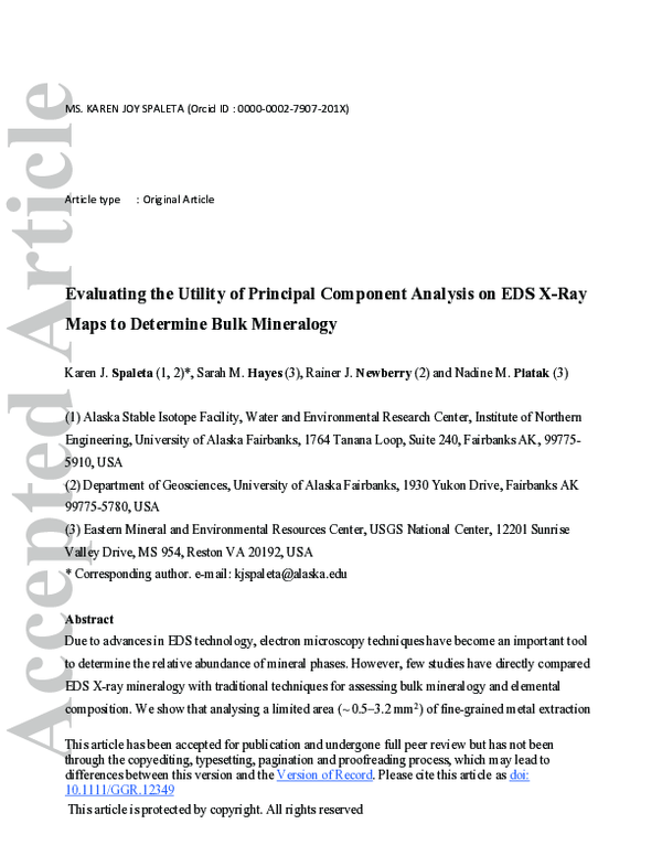(PDF) Evaluating the Utility of Principal Component Analysis on EDS X ...