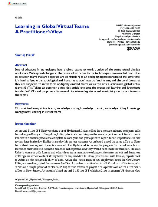 (PDF) Learning in Global Virtual Teams: A Practitioner’s View | samit ...