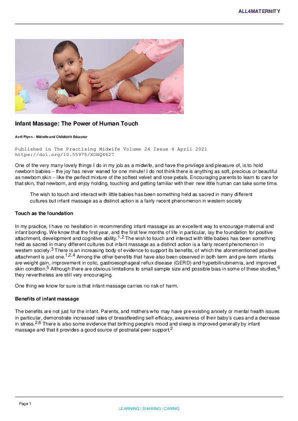 (PDF) Infant Massage: The Power of Human Touch
