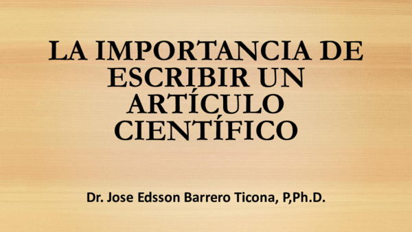 (PDF) LA IMPORTANCIA DE ESCRIBIR UN ARTÍCULO CIENTÍFICO