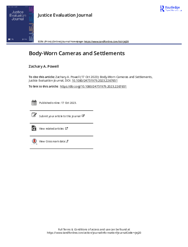 (PDF) Body-Worn Cameras and Settlements