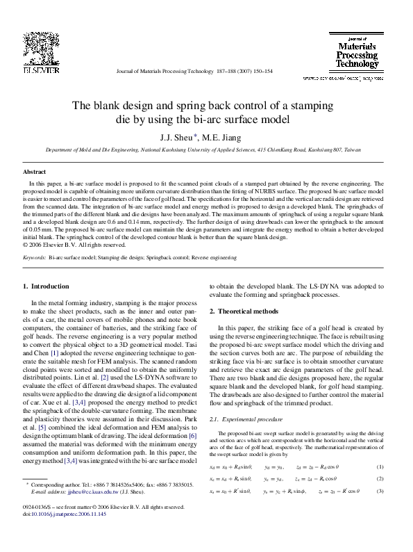 (PDF) The blank design and spring back control of a stamping die by ...