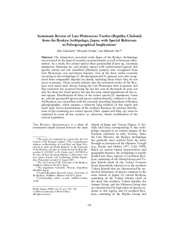 (PDF) Systematic Review of Late Pleistocene Turtles (Reptilia: Chelonii ...