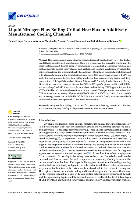 (PDF) Liquid Nitrogen Flow Boiling Critical Heat Flux in Additively ...