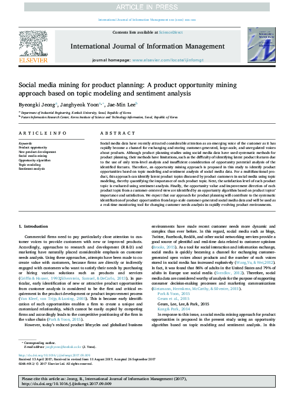 (PDF) Social media mining for product planning: A product opportunity ...