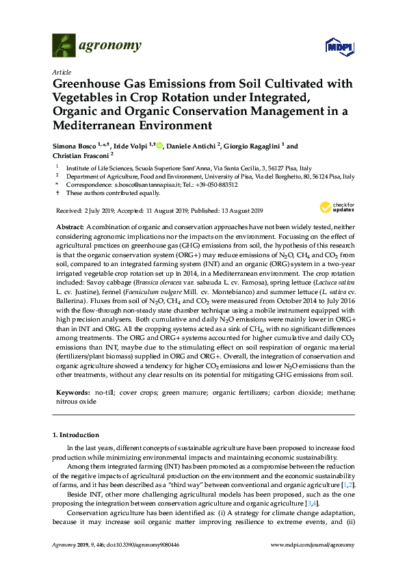 (PDF) Greenhouse Gas Emissions from Soil Cultivated with Vegetables in ...