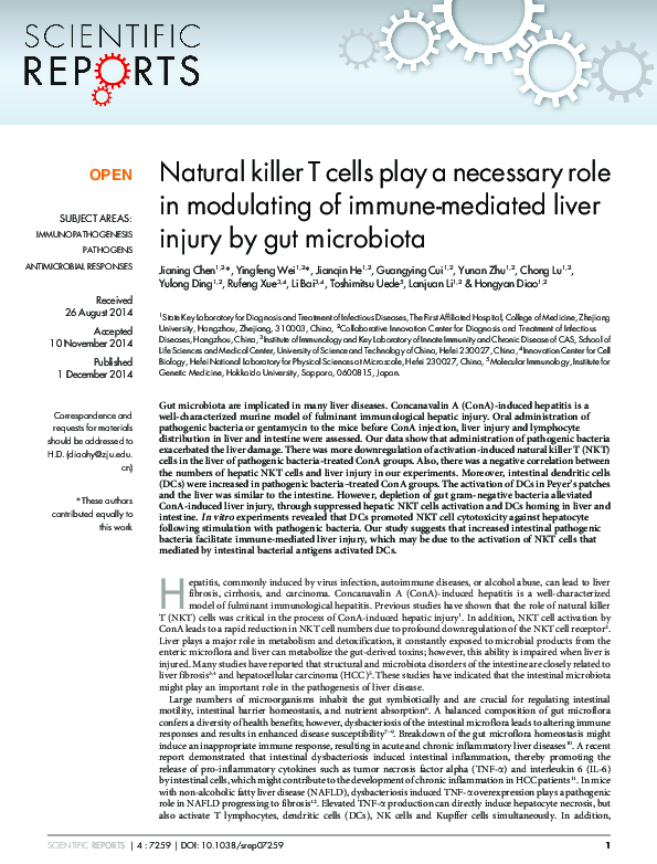 (PDF) Natural killer T cells play a necessary role in modulating of ...
