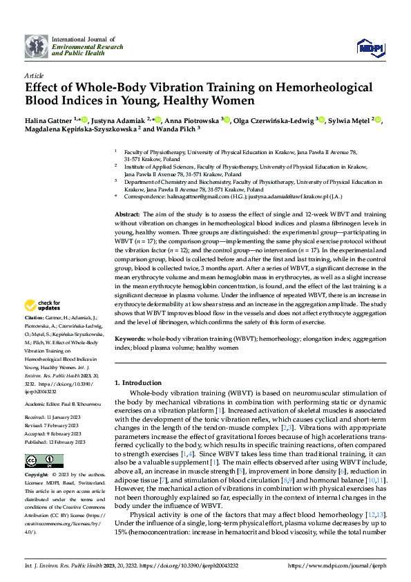 (PDF) Effect of Whole-Body Vibration Training on Hemorheological Blood ...