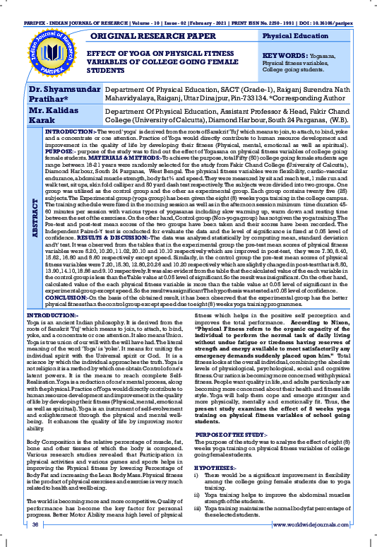(PDF) Effect of Yoga on Physical Fitness Variables of College Going ...