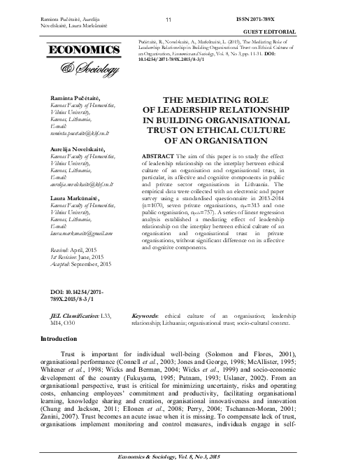 (PDF) The Mediating Role of Leadership Relationship in Building ...
