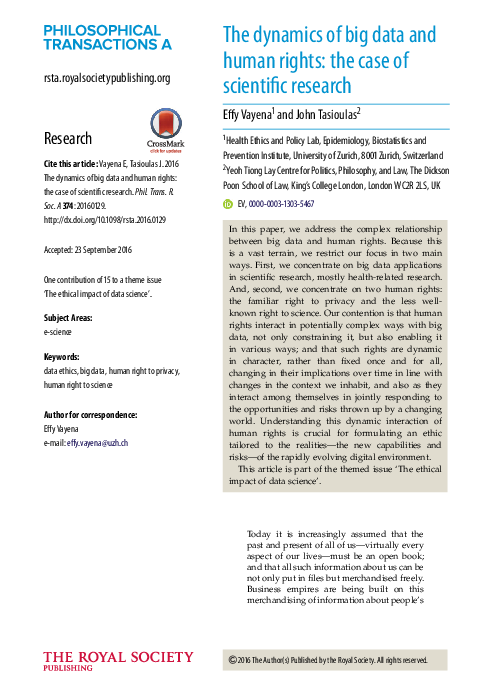 (PDF) The dynamics of big data and human rights: the case of scientific ...