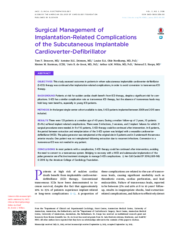 (PDF) Surgical Management of ImplantationRelated Complications of the