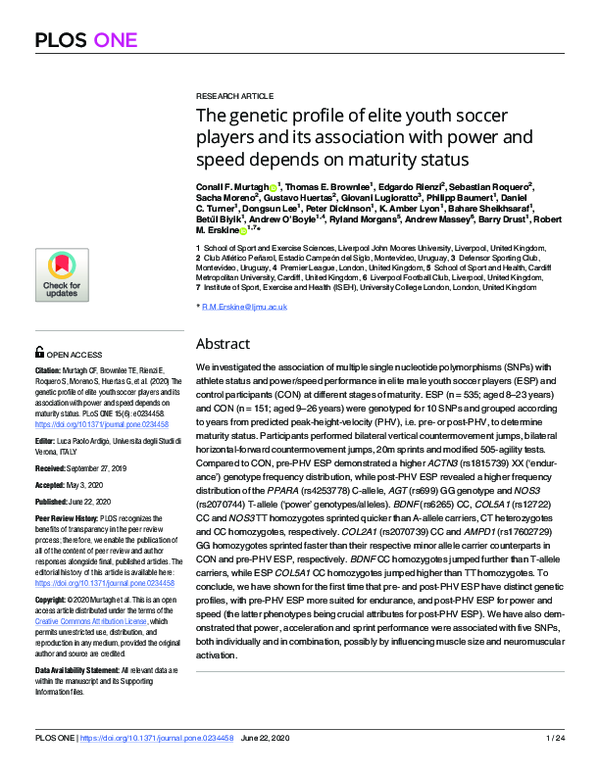 (PDF) The genetic profile of elite youth soccer players and its ...
