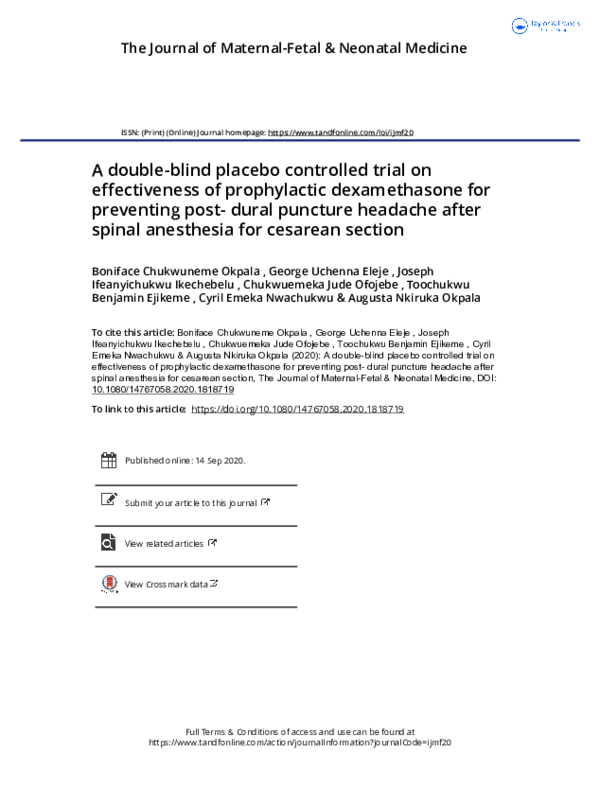 (PDF) A double-blind placebo controlled trial on effectiveness of ...
