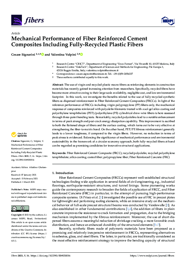 (PDF) Mechanical Performance of Fiber Reinforced Cement Composites ...