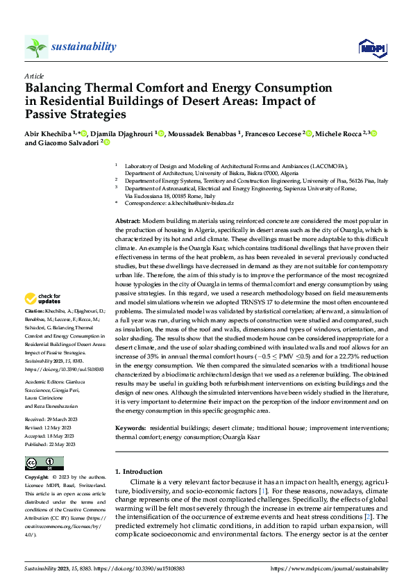 (PDF) Balancing Thermal Comfort and Energy Consumption in Residential ...