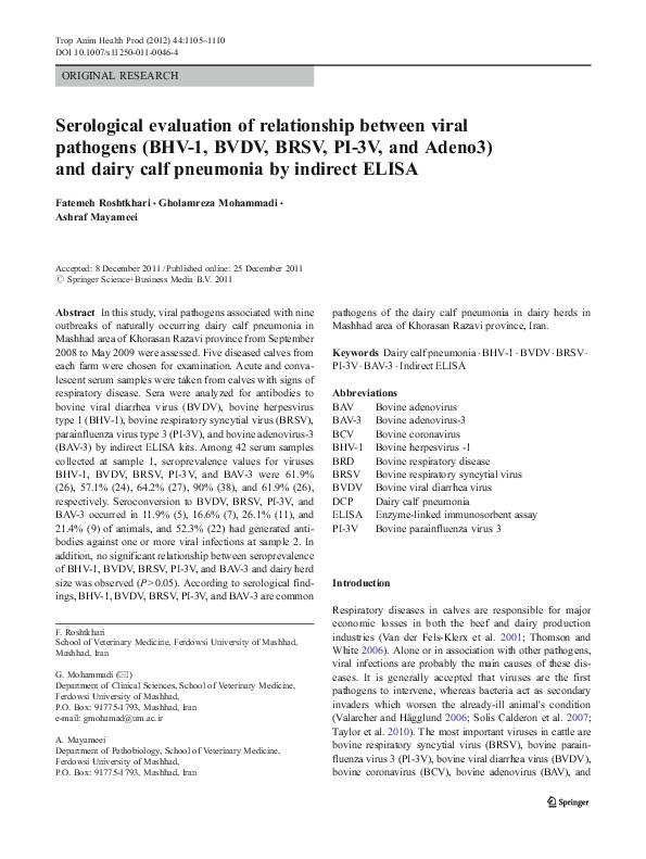 (PDF) Serological evaluation of relationship between viral pathogens ...