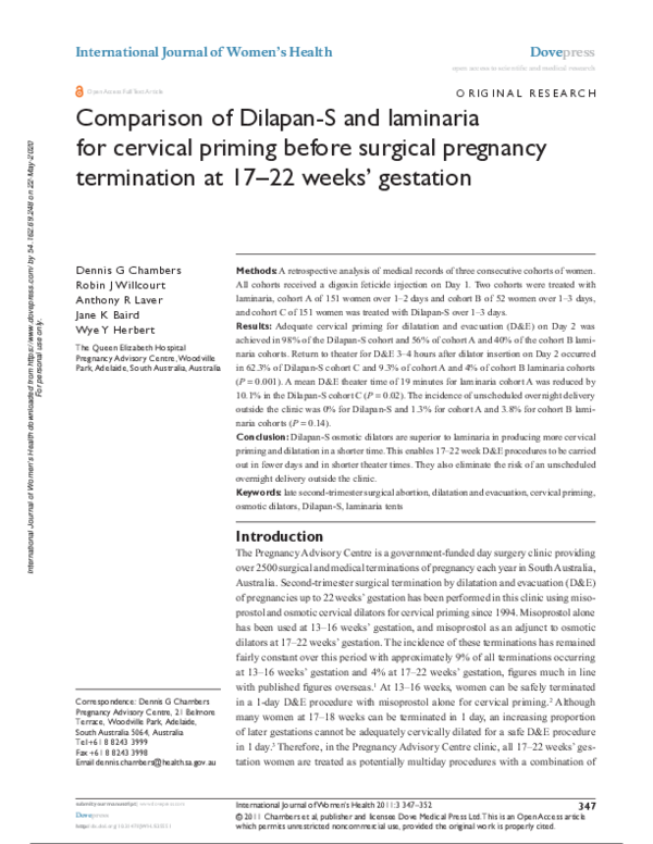 (PDF) Comparison of DilapanS and laminaria for cervical priming before