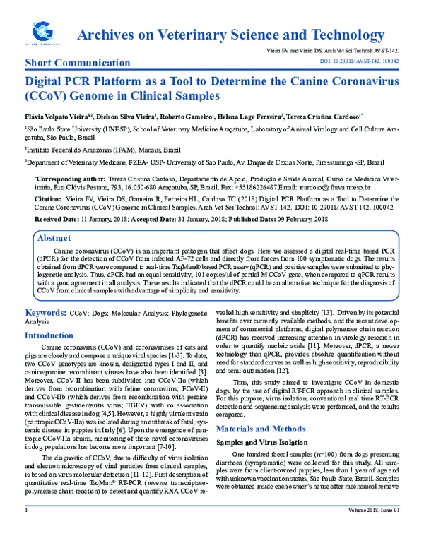(PDF) Digital PCR Platform as a Tool to Determine the Canine ...