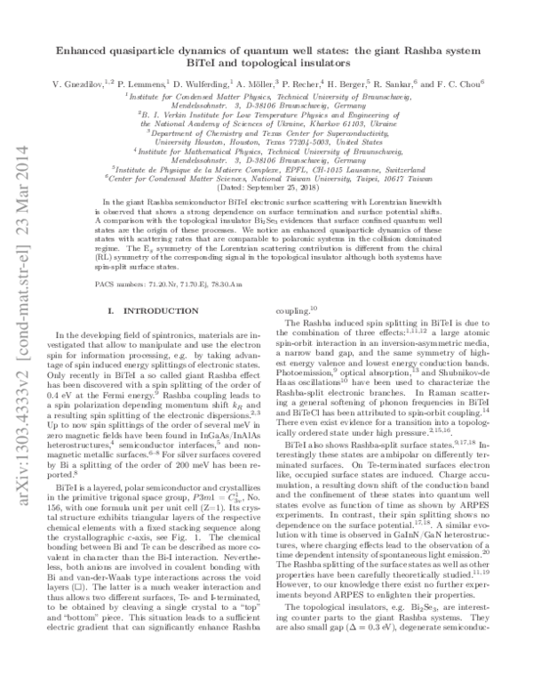 (PDF) Raman scattering of electronic surface and bulk states in the ...