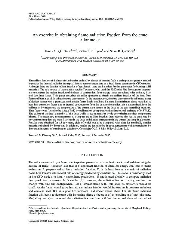 (PDF) An exercise in obtaining flame radiation fraction from the cone ...