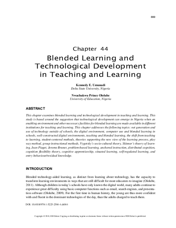 (PDF) Blended Learning and Technological Development in Teaching and ...