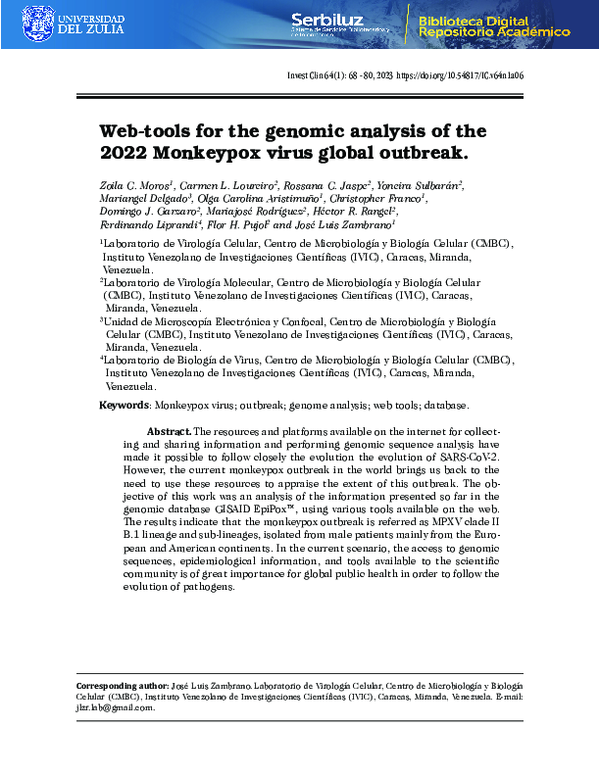 (PDF) Web-tools for the genomic analysis of the 2022 Monkeypox virus ...