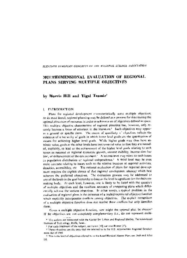(PDF) Multidimensional evaluation of regional plans serving multiple ...