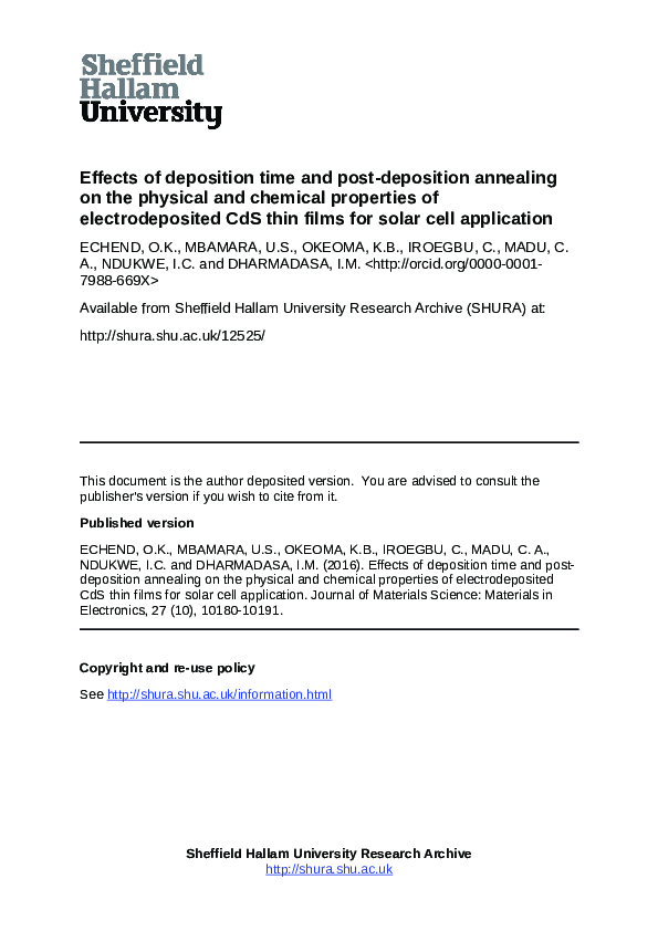 (PDF) Effects of deposition time and post-deposition annealing on the ...