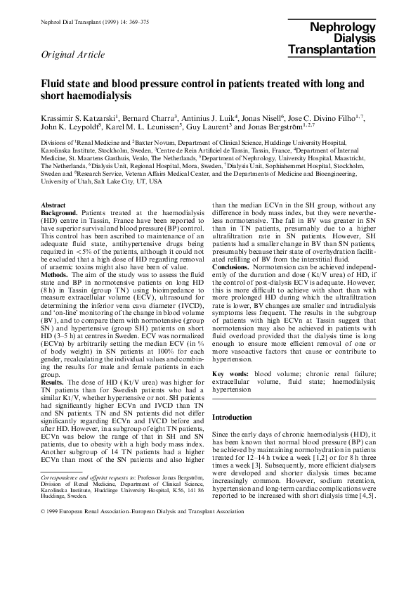 (PDF) Fluid state and blood pressure control in patients treated with ...