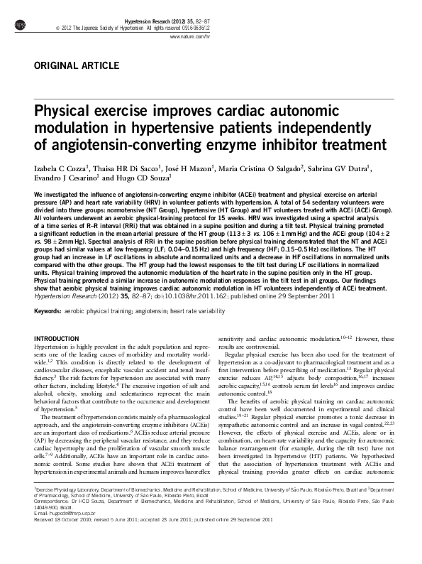 (PDF) Physical exercise improves cardiac autonomic modulation in ...