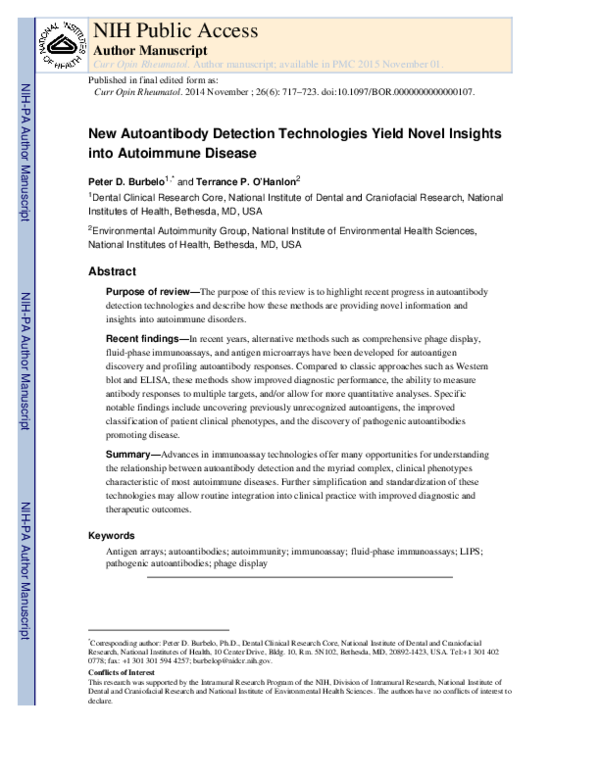 (PDF) New autoantibody detection technologies yield novel insights into ...