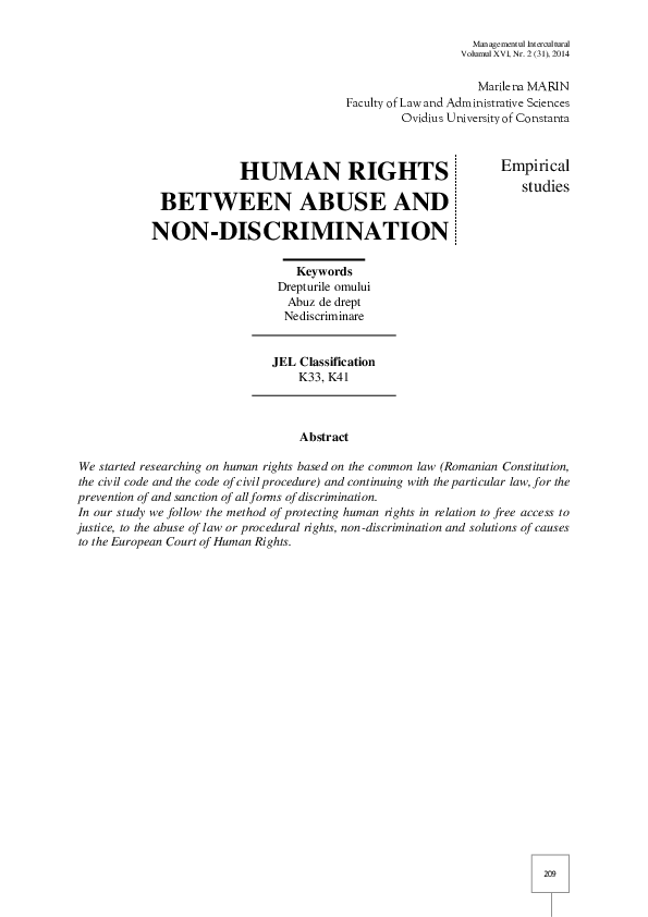 (PDF) Human Rights Between Abuse and Non-Discrimination
