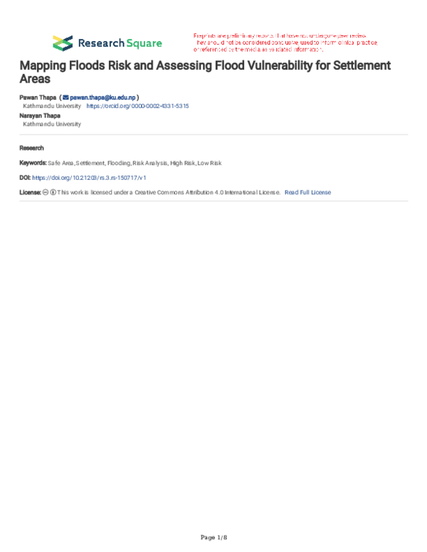 (PDF) Mapping Floods Risk and Assessing Flood Vulnerability for ...