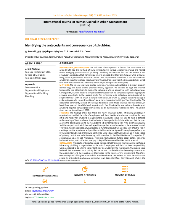 Investigation of a Preliminary Mixed Method of Phubbing and Social ...
