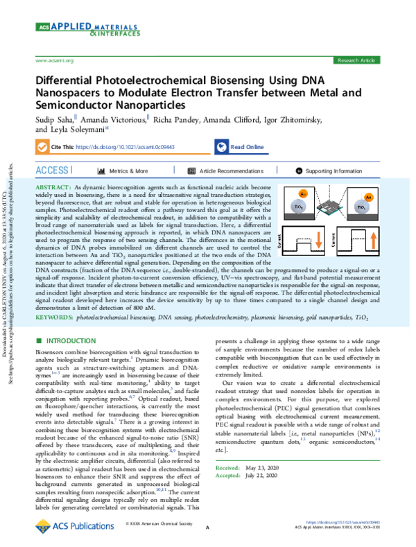 (PDF) Differential Photoelectrochemical Biosensing Using DNA ...