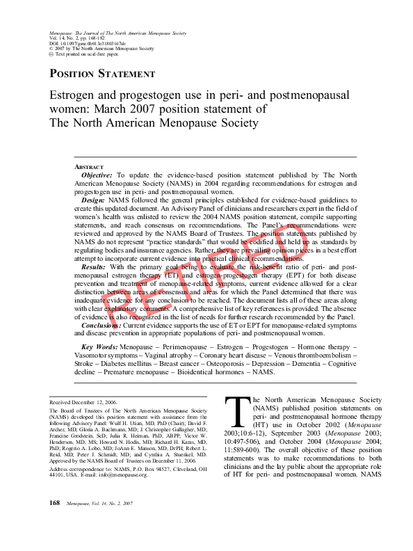 (PDF) Estrogen and progestogen use in peri- and postmenopausal women ...