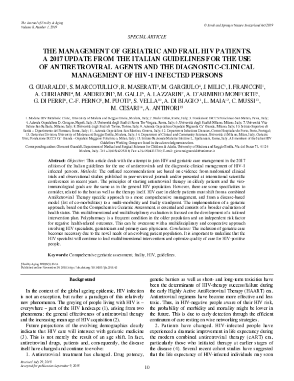 (PDF) The Management of Geriatric and Frail Hiv Patients. A 2017 Update ...