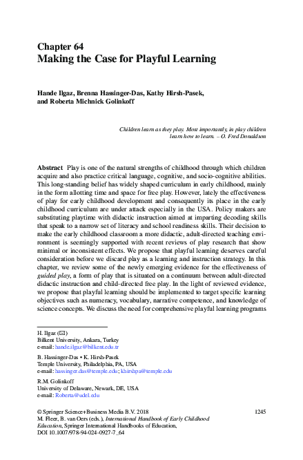 (PDF) International Handbook of Early Childhood Education