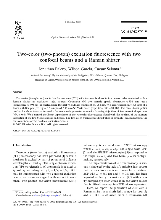 (PDF) Two-color (two-photon) excitation fluorescence with two confocal ...
