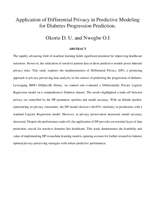 (PDF) Application of Differential Privacy in Predictive Modeling for ...