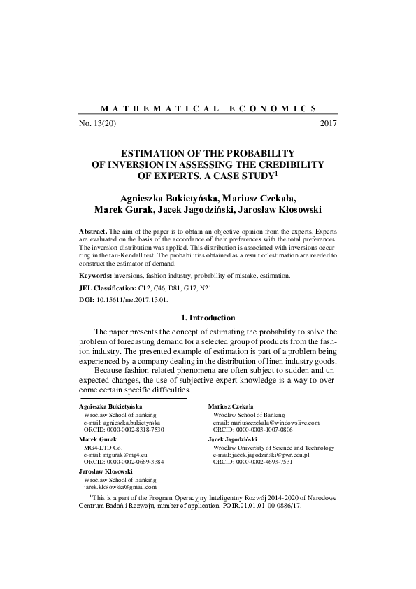 (PDF) Estimation of the probability of inversion in assessing ...