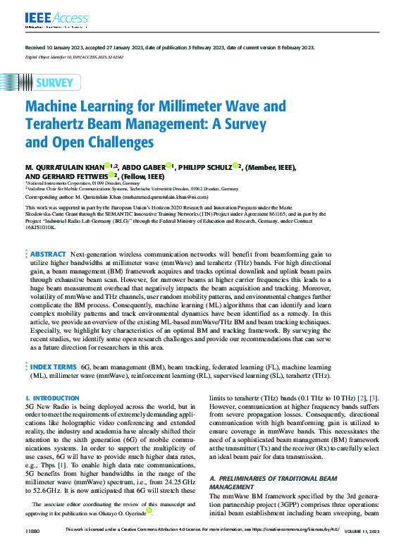 (PDF) Machine Learning for Millimeter Wave and Terahertz Beam ...