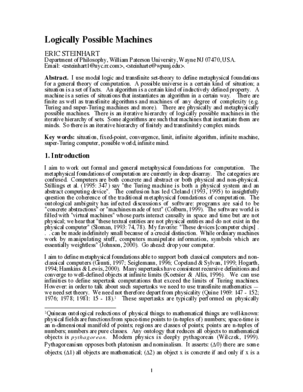 (PDF) Logically Possible Machines