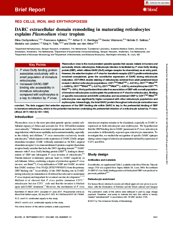 (PDF) DARC extracellular domain remodeling in maturating reticulocytes ...